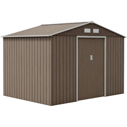 9.1'x6.4'x6.3' Garden Storage Shed, Foundation Kit, Metal Tool House, Double Doors, Light Brown Sheds at Gallery Canada