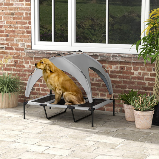 Raised Dog Bed Cooling Dog Cot w/ Canopy Washable Breathable Mesh, for Large Dogs, Light Grey - Gallery Canada