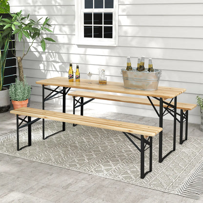 3 Pc Folding Picnic Table Set, 1 Table & 2 Benches, Portable Bistro Sets at Gallery Canada