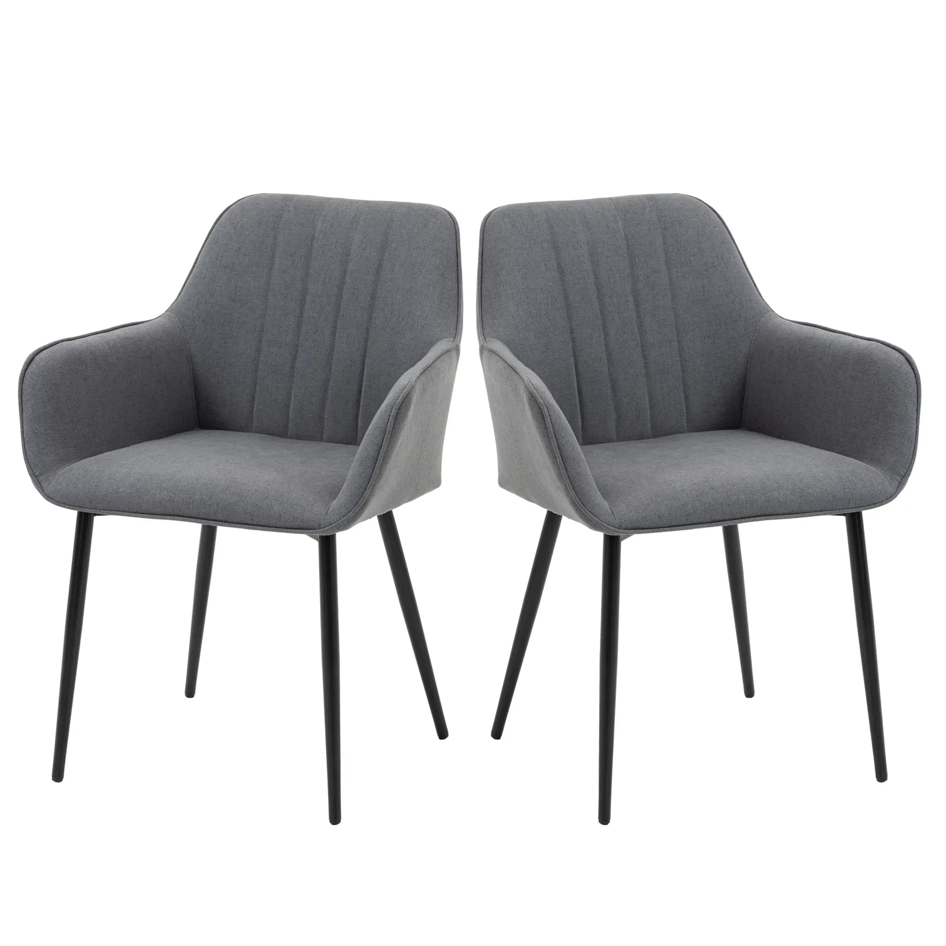 Dining Chairs Set of 2, Linen Upholstery, Metal Legs, Dark Grey Bar Stools at Gallery Canada