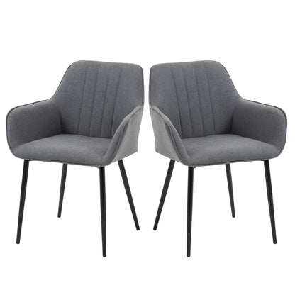 Dining Chairs Set of 2, Linen Upholstery, Metal Legs, Dark Grey Bar Stools at Gallery Canada