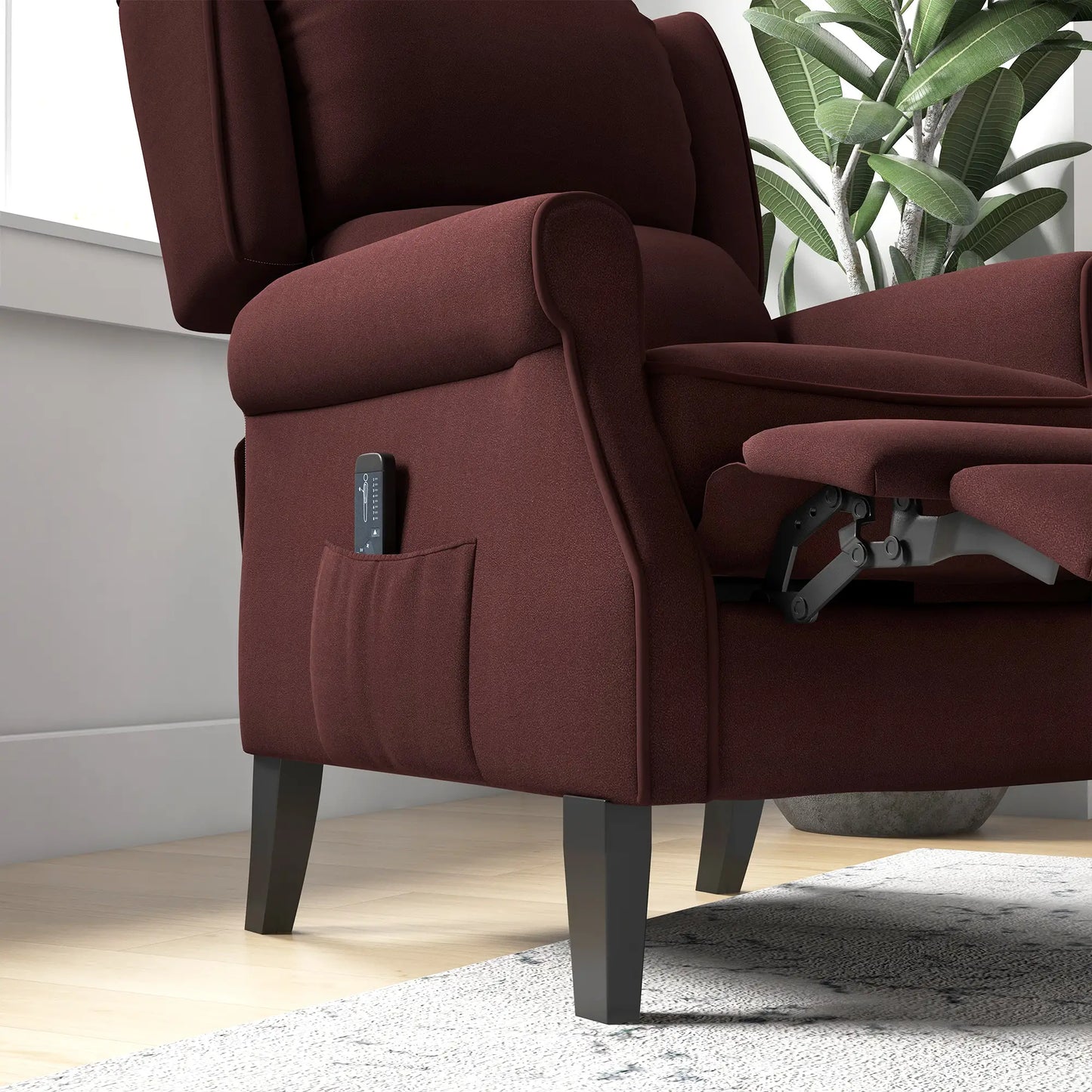 Push Back Recliner Chair, Vibration Massage, Extendable Footrest, Remote, Brown Single Sofas at Gallery Canada