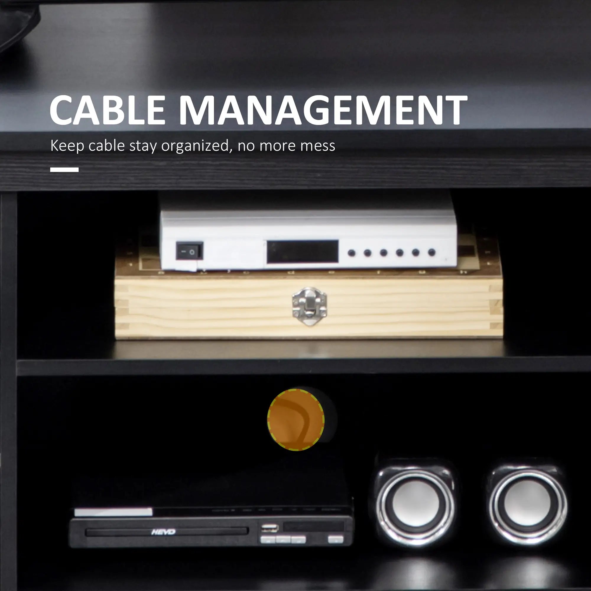 TV Stand for 55 Inch TVs, Adjustable Shelves, Cable Holes, Black TV Stands at Gallery Canada