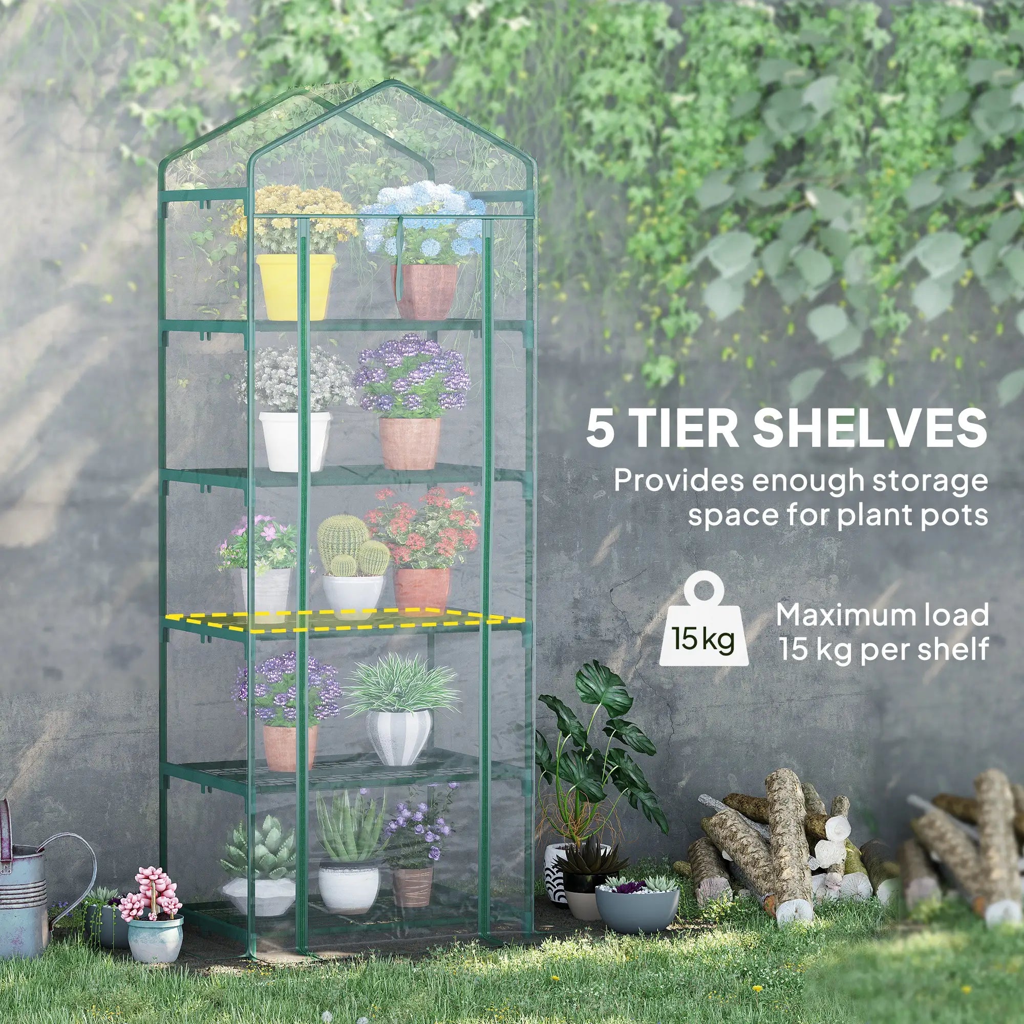 5 Tier Mini Greenhouse, Portable, Transparent, 27.25