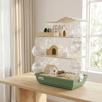 Large Hamster Cage, 3 Tiers Acrylic Hamster Habitat with Water Bottles, Running Wheel for Pet Mice, Dwarf Hamster Hamster Cages at Gallery Canada