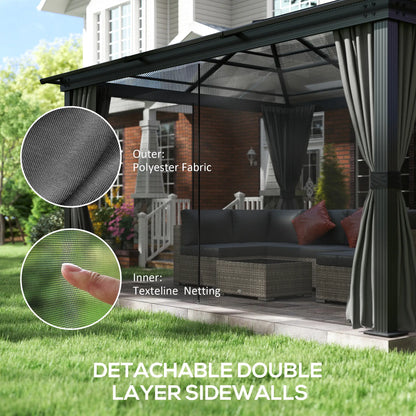 12' x 15' Hardtop Gazebo, Polycarbonate Roof, Aluminum Frame, Dark Grey
