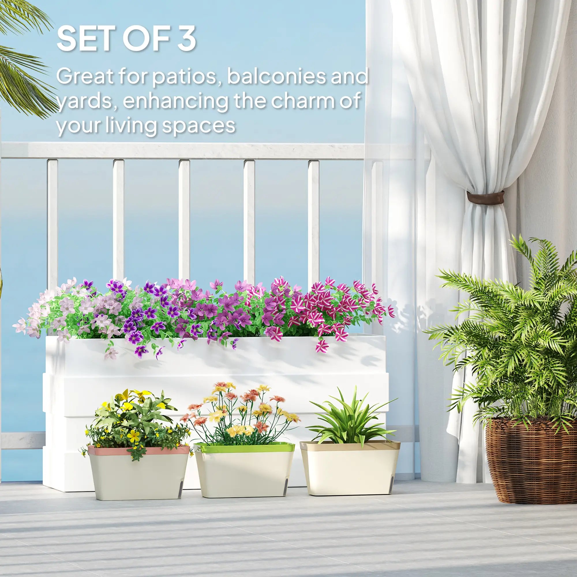 Self Watering Flower Pots, 10.5 Inch Planter Box With Water Level Indicator Garden Accessories at Gallery Canada