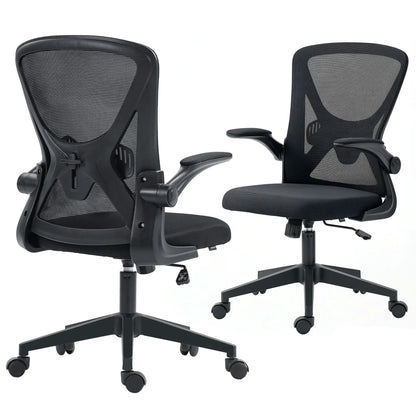 Mesh Office Chair, Swivel Desk Chair, Lumbar Support, Adjustable Height, Flip-Up Arm, Black Office Chairs at Gallery Canada