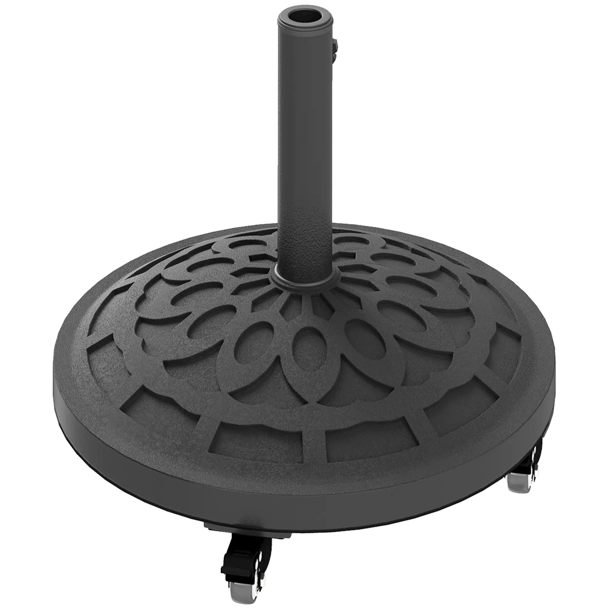 46lbs Resin Round Patio Umbrella Base With Wheels, Black Umbrella Bases Black at Gallery Canada