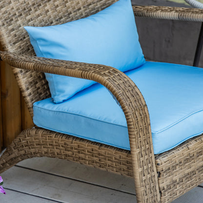 Outdoor PE Rattan Adirondack Chair, w/ Cushions, Blue Patio Chairs at Gallery Canada