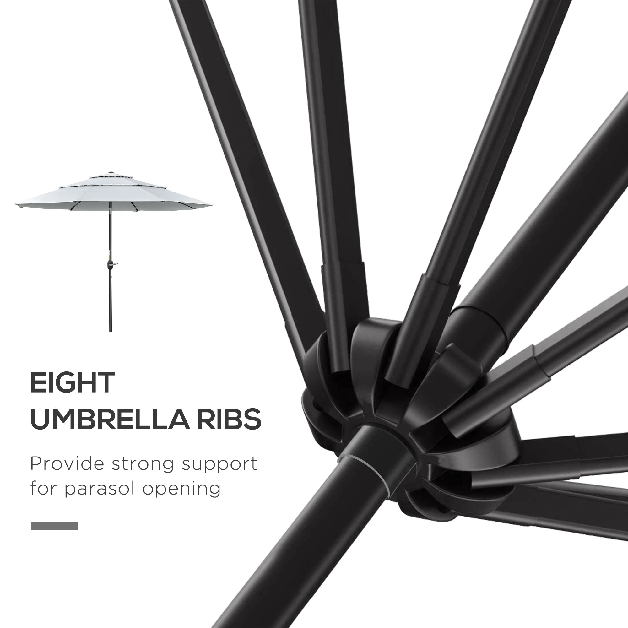 9FT 3-Tier Patio Umbrella, Crank & Tilt, Cream White Sun Umbrellas at Gallery Canada