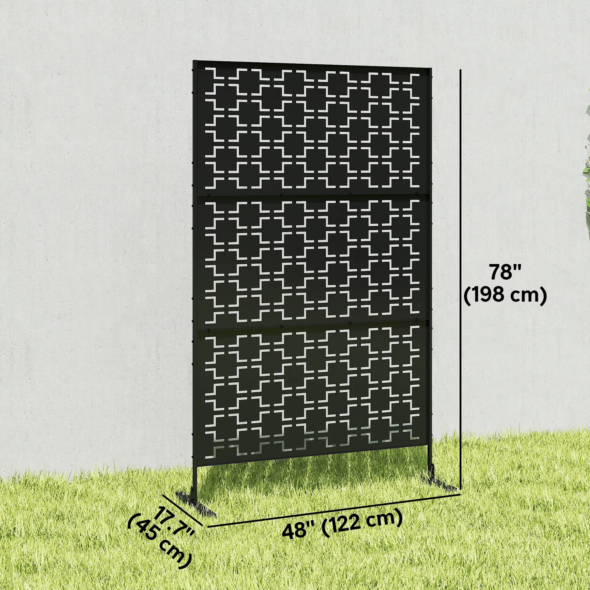 6.5FT Metal Privacy Screen, Grid Style, Outdoor Divider, Black Side Awnings at Gallery Canada