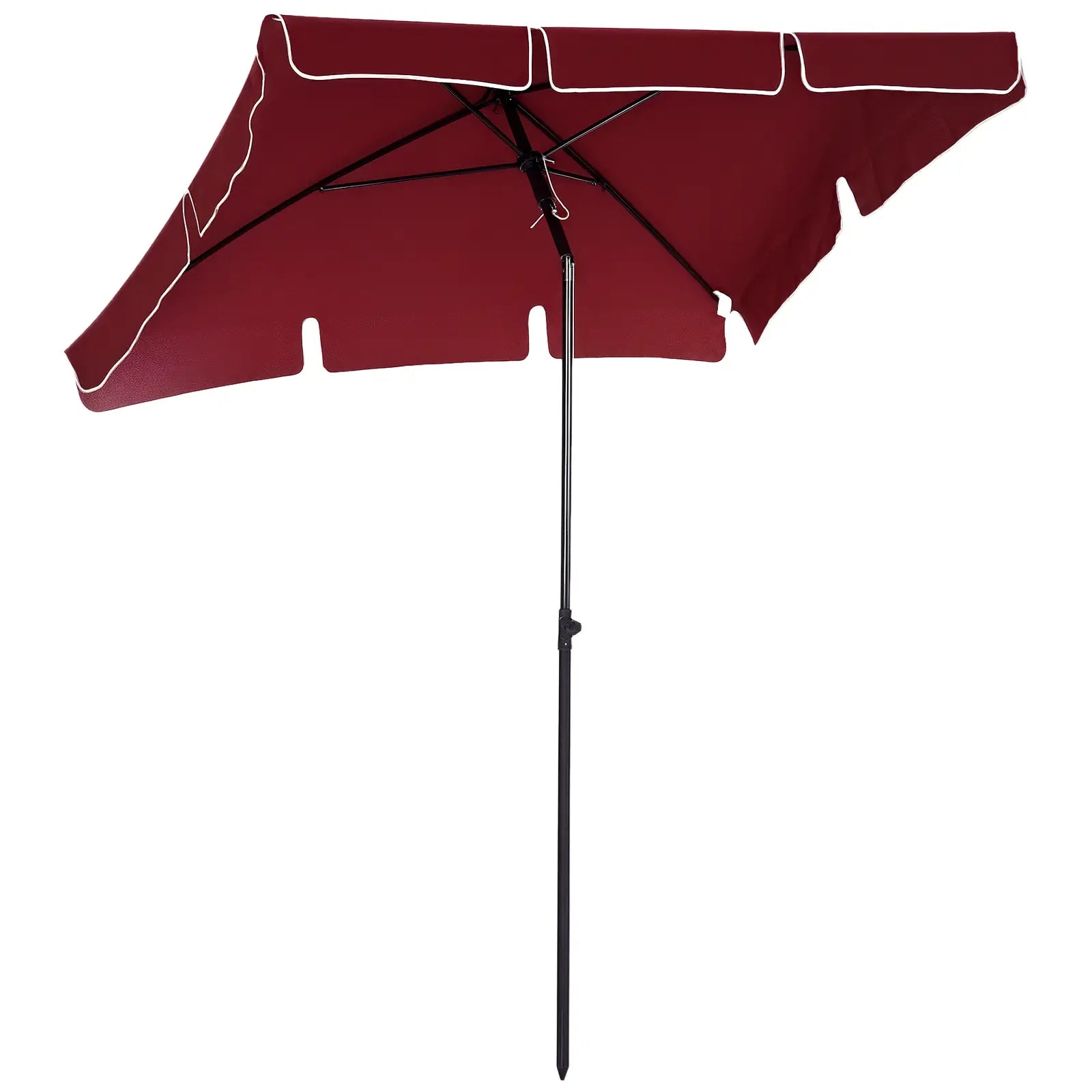 6.5x4ft Rectangle Patio Umbrella, Tilt Adjustable, Wine Red Sun Umbrellas Wine Red and Black at Gallery Canada