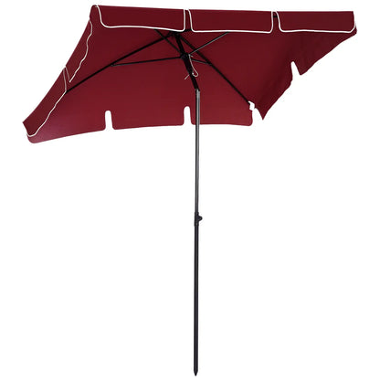 6.5x4ft Rectangle Patio Umbrella, Tilt Adjustable, Wine Red Sun Umbrellas Wine Red and Black at Gallery Canada