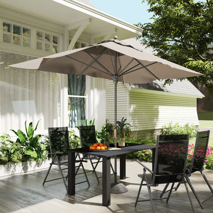 59" Outdoor Patio Table With Umbrella Hole, Slatted Tabletop, Black Patio Dining Tables at Gallery Canada
