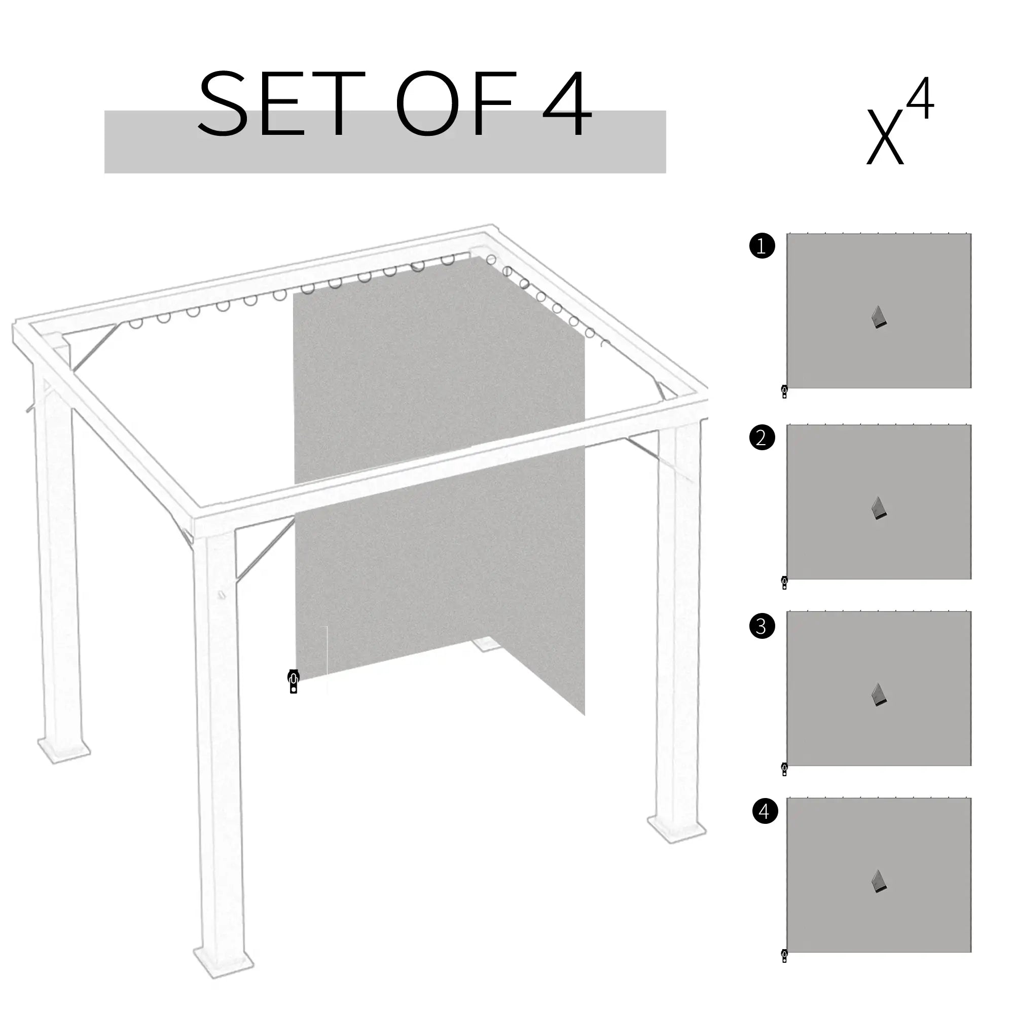 10' x 10' Gazebo Sidewall Set, 4 Panels, Light Grey Gazebo Sidewalls at Gallery Canada