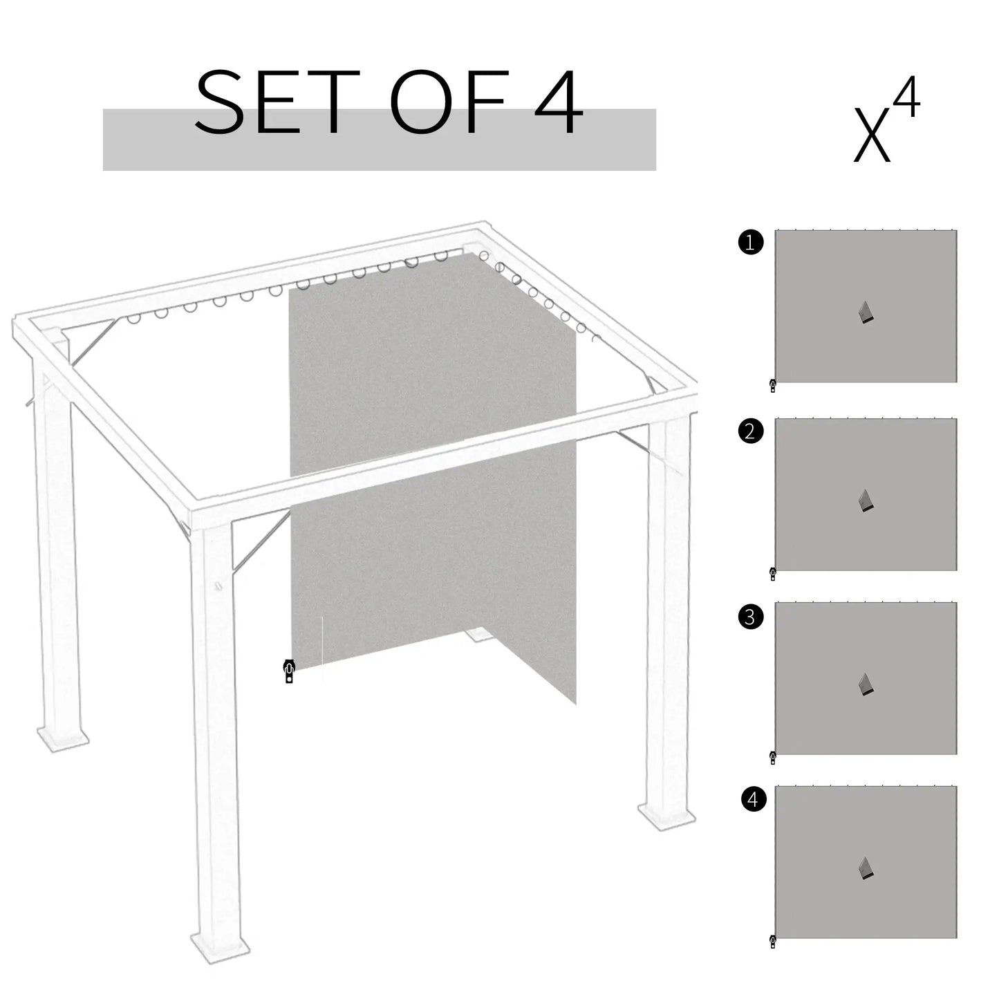 10' x 10' Gazebo Sidewall Set, 4 Panels, Light Grey Gazebo Sidewalls at Gallery Canada