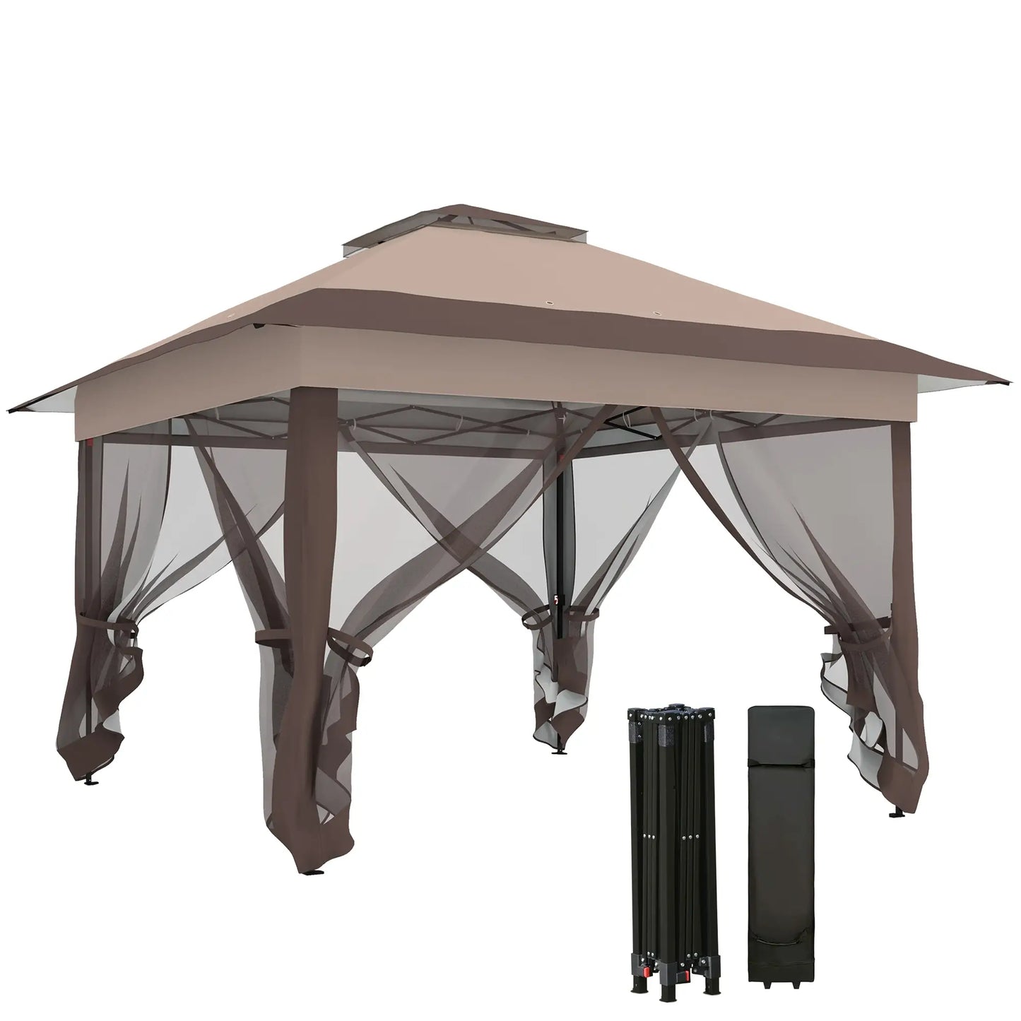 12' x 12' Foldable Pop-up Party Tent, Steel Frame, Khaki Pop Up Canopies at Gallery Canada