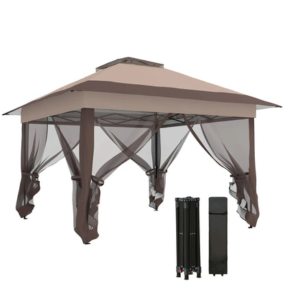 12' x 12' Foldable Pop-up Party Tent, Steel Frame, Khaki Pop Up Canopies at Gallery Canada