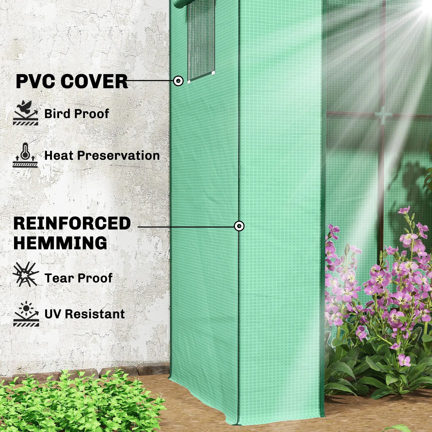 Walk-In Tomato Greenhouse, Reinforced PE Cover, Roll-Up Door, Mesh Windows, Green Greenhouses at Gallery Canada