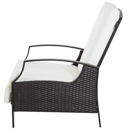 Outdoor Rattan Recliner Chair, Adjustable Back, Retractable Footrest, White Patio Chairs at Gallery Canada