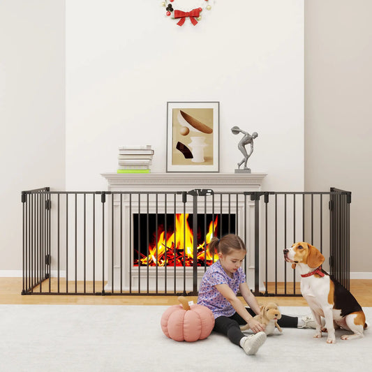 6-Panel Dog Safety Gate, Steel Fence, Black Houses, Kennels & Pens Black at Gallery Canada