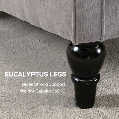 Fabric Accent Chair, Button Tufted Armchair, Modern Living Room, Wood Legs, Grey Accent Chairs at Gallery Canada