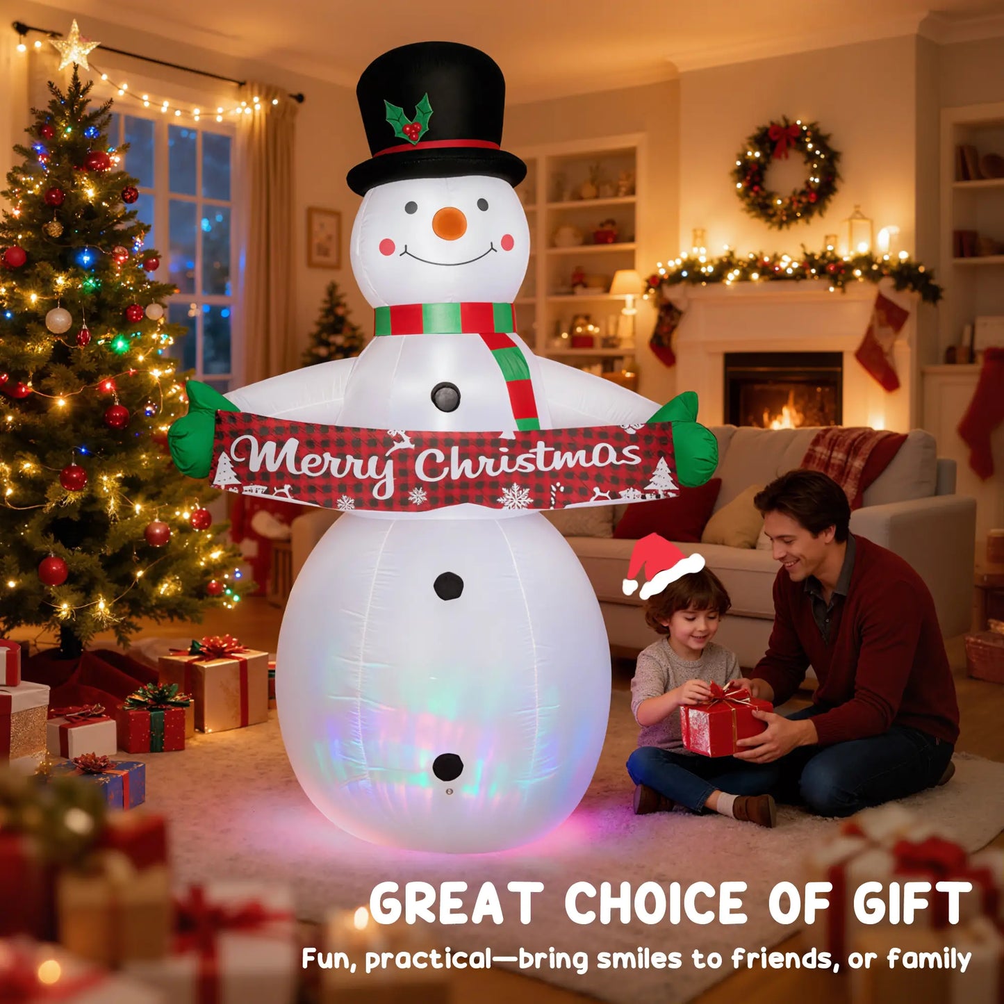 7FT Snowman Inflatable with Motion Music, LED Light Projector Christmas Inflatables at Gallery Canada