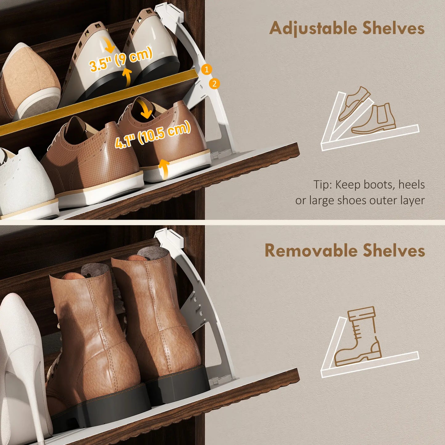 Shoe Cabinet 2 Flip Drawers, Narrow Storage, Top Shelf Shoe Storage Cabinets & Racks at Gallery Canada
