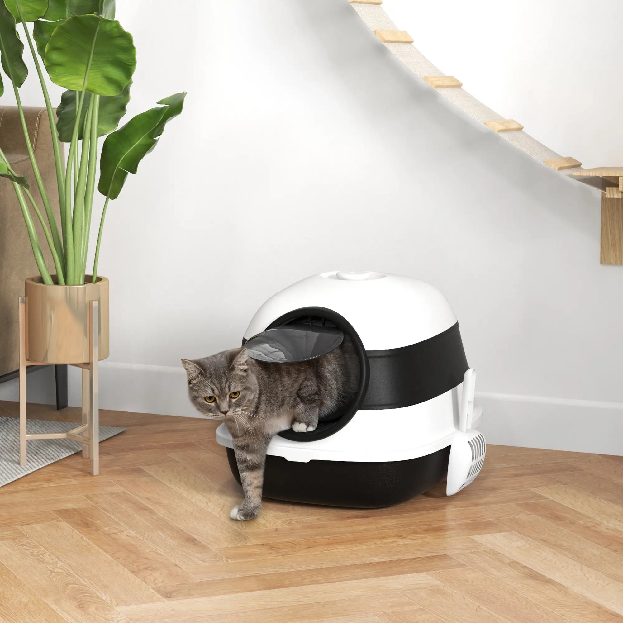 Covered Cat Litter Box with Lid, High Sides, Black Cat Litter Box Enclosures at Gallery Canada