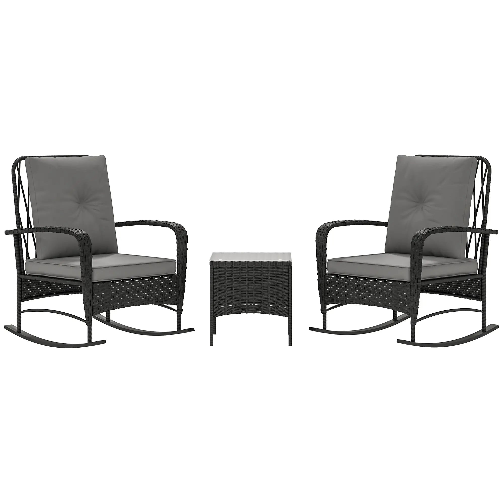 3pc Rattan Bistro Set, Wicker Patio Furniture, Rocking Chairs, Grey Bistro Sets at Gallery Canada