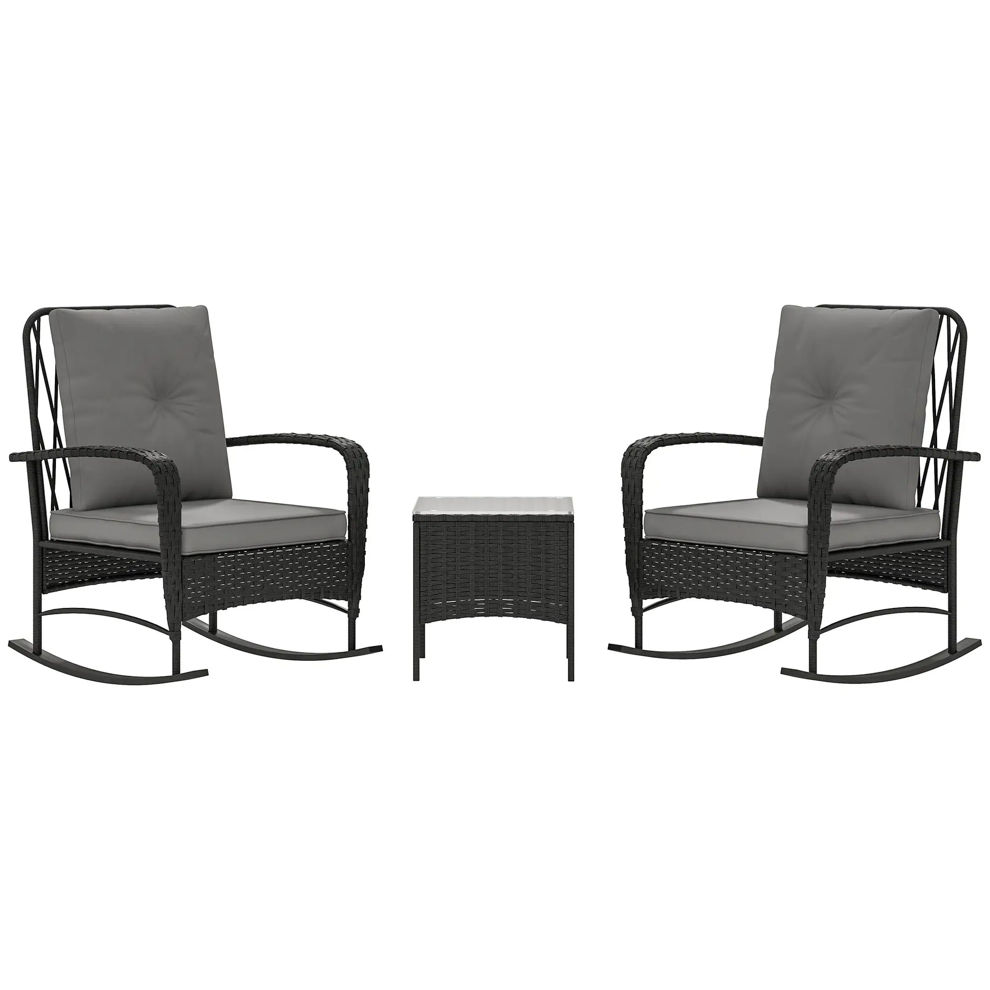 3pc Rattan Bistro Set, Wicker Patio Furniture, Rocking Chairs, Grey Bistro Sets at Gallery Canada