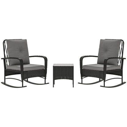 3pc Rattan Bistro Set, Wicker Patio Furniture, Rocking Chairs, Grey Bistro Sets at Gallery Canada