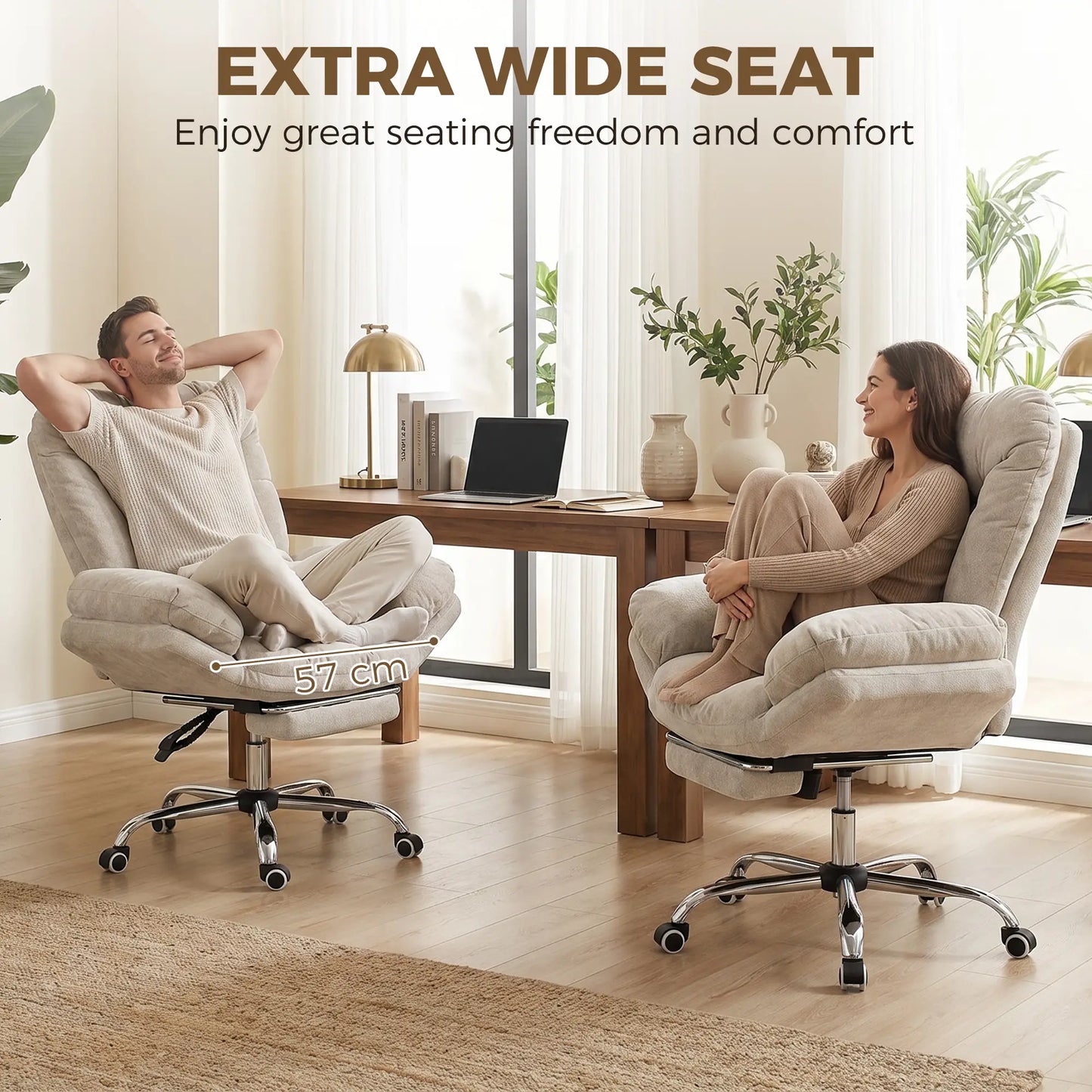 Criss Cross Chair with Wheels, Waterfall Armrests, Light Grey