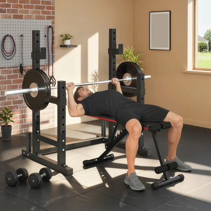 Adjustable Squat Rack, 660 Lbs Multi-Function Barbell Rack, Black Dumbbells & Barbells at Gallery Canada