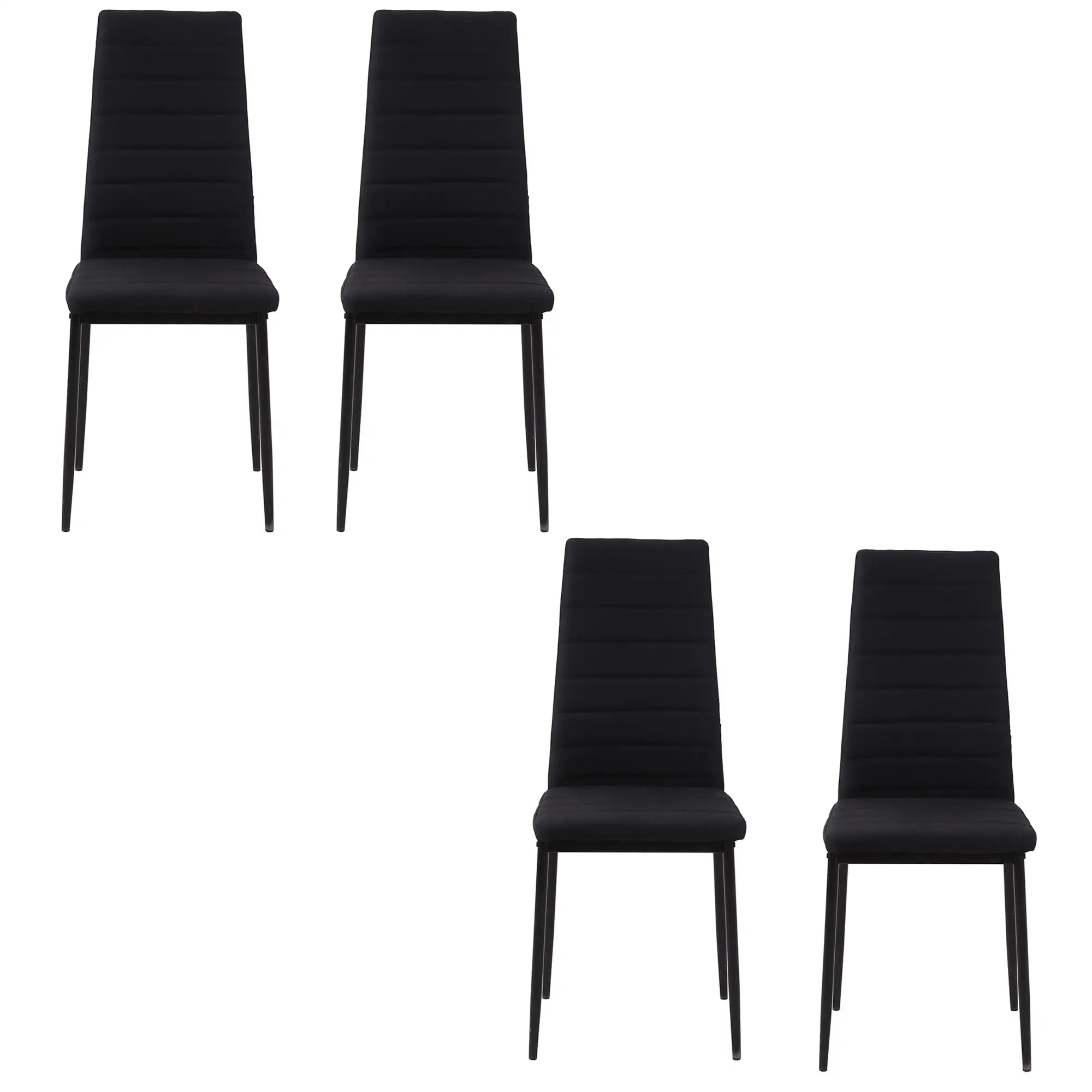 High Back Dining Chairs, Upholstered Linen Fabric, Metal Legs, Set of 4, Black Bar Stools Black at Gallery Canada