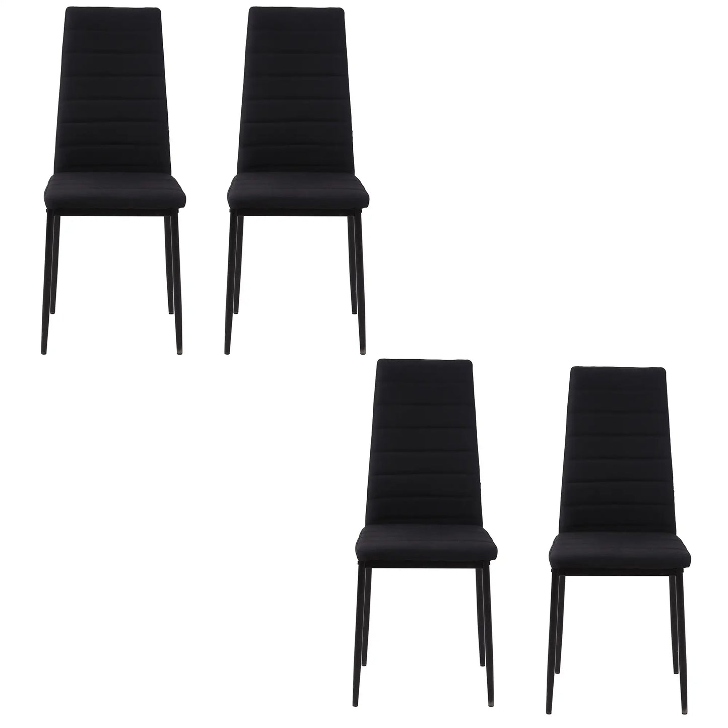 High Back Dining Chairs, Upholstered Linen Fabric, Metal Legs, Set of 4, Black Bar Stools Black at Gallery Canada