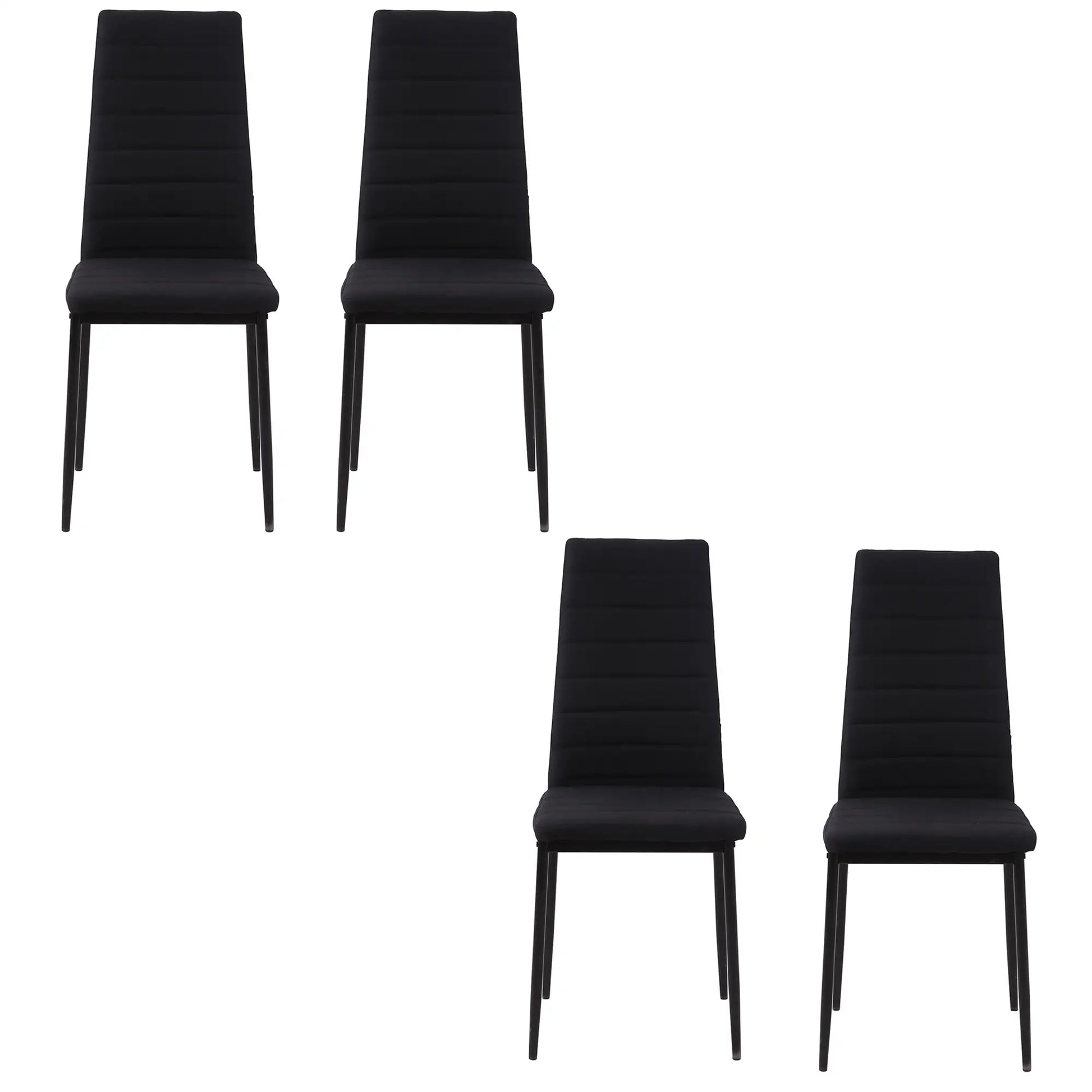 High Back Dining Chairs, Upholstered Linen Fabric, Metal Legs, Set of 4, Black Bar Stools Black at Gallery Canada