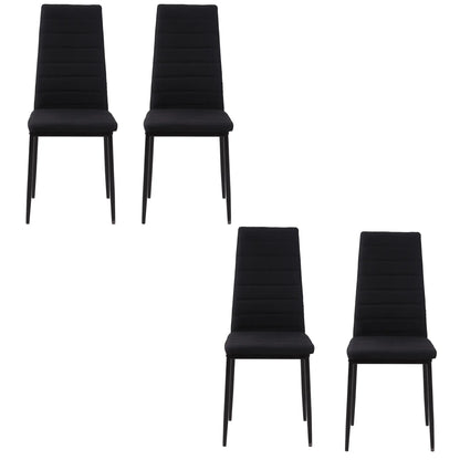 High Back Dining Chairs, Upholstered Linen Fabric, Metal Legs, Set of 4, Black Bar Stools Black at Gallery Canada