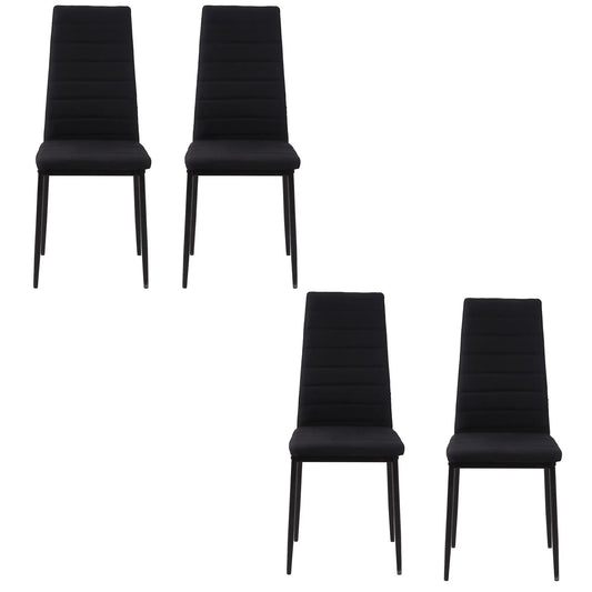 High Back Dining Chairs, Upholstered Linen Fabric, Metal Legs, Set of 4, Black Bar Stools Black at Gallery Canada