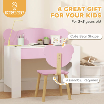 Kids Desk and Chair Set, Bear Theme, for Bedroom, Pink Kids Desk Sets at Gallery Canada