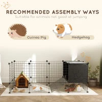 Cage pour cochon d'Inde, 31 panneaux, cabanes surélevées, tapis antidérapants, noir
