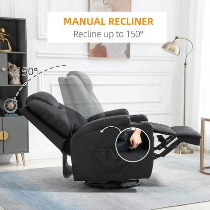 Massage Recliner Chair 8 Vibration PU Leather, Black Single Sofas at Gallery Canada