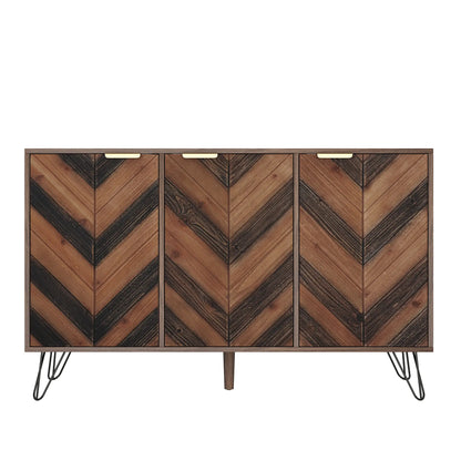Three-Door Sideboard, Adjustable Shelves, 47" L x 14" W x 29.5" H, Natural Console Tables Natural at Gallery Canada