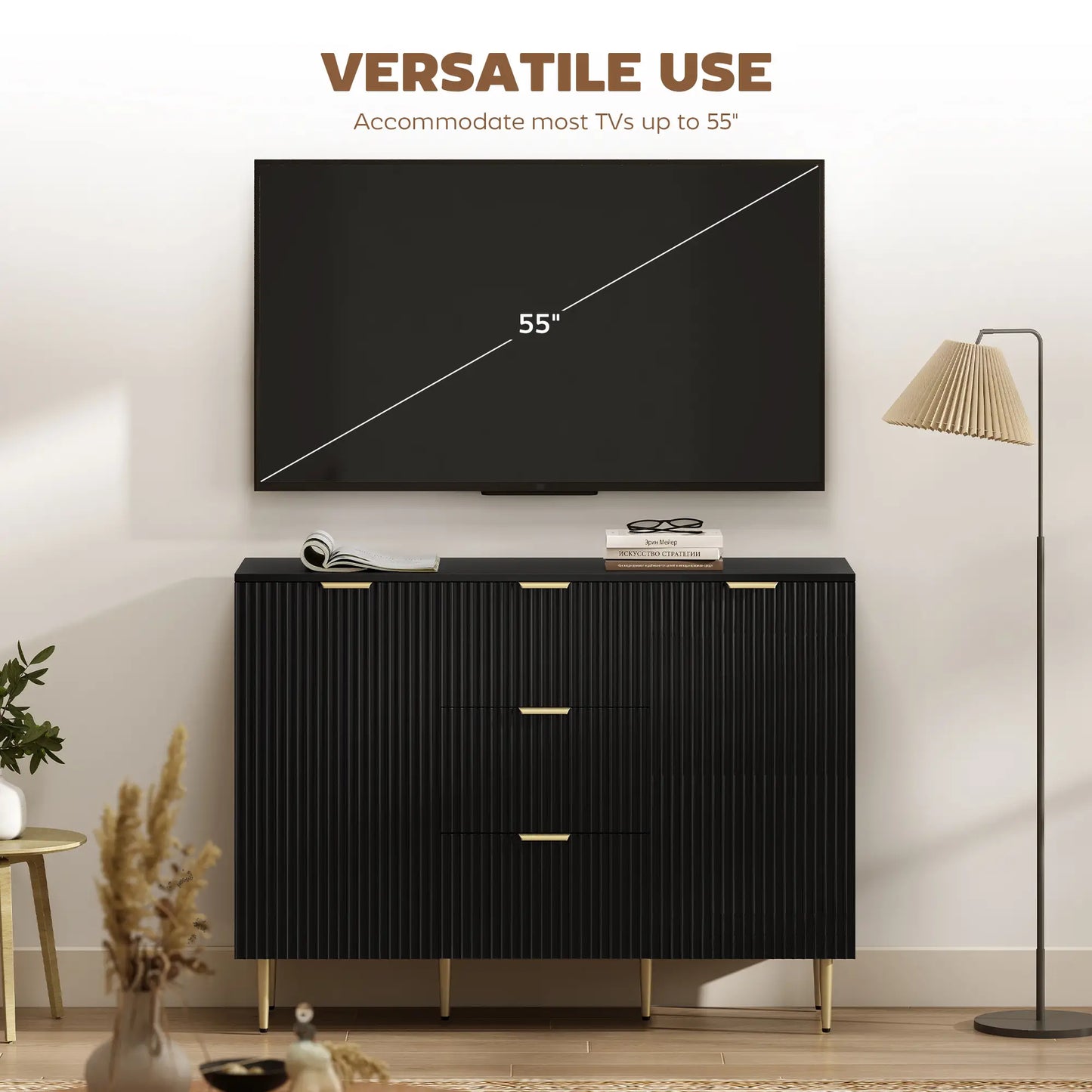 Modern Kitchen Storage Cabinet, 3 Drawers, Adjustable Shelves, Black Bar Cabinets at Gallery Canada