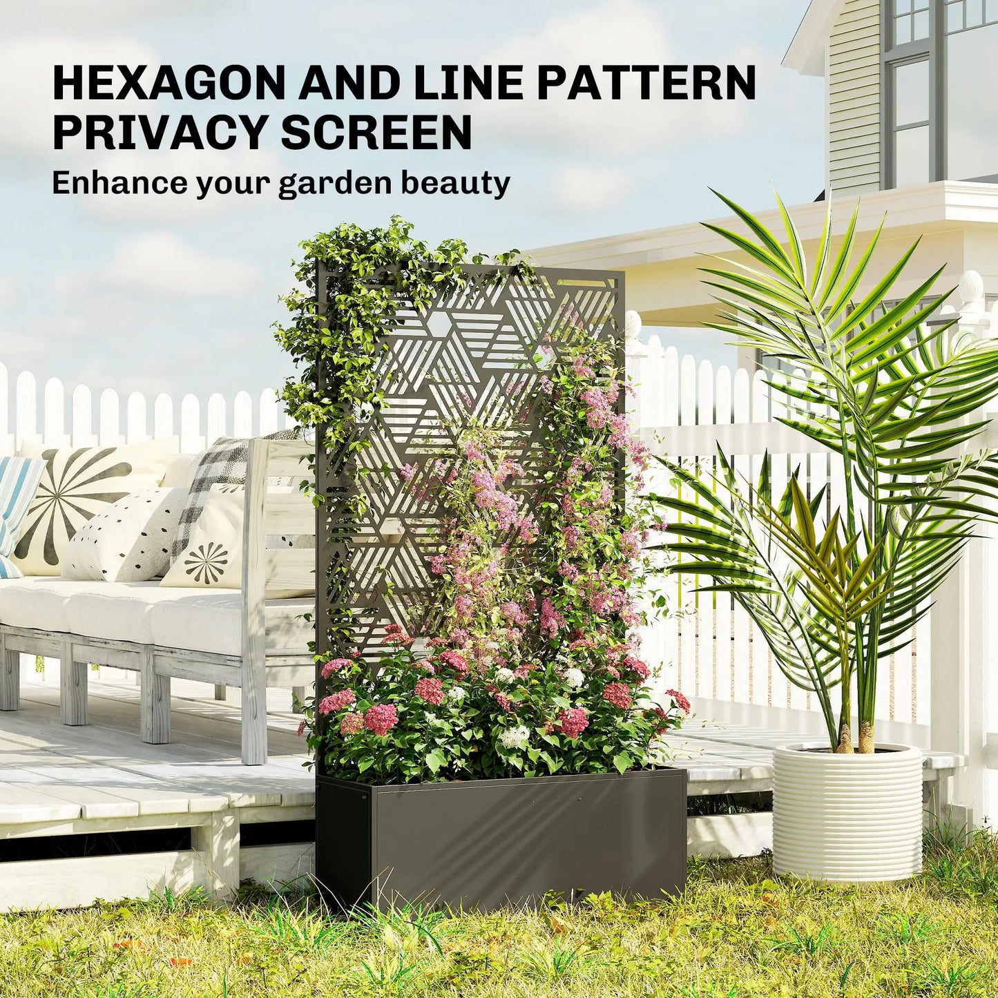 Metal Planter Box With Trellis, 44.5" Tall, Raised Garden Bed Galvanized Planter Boxes at Gallery Canada