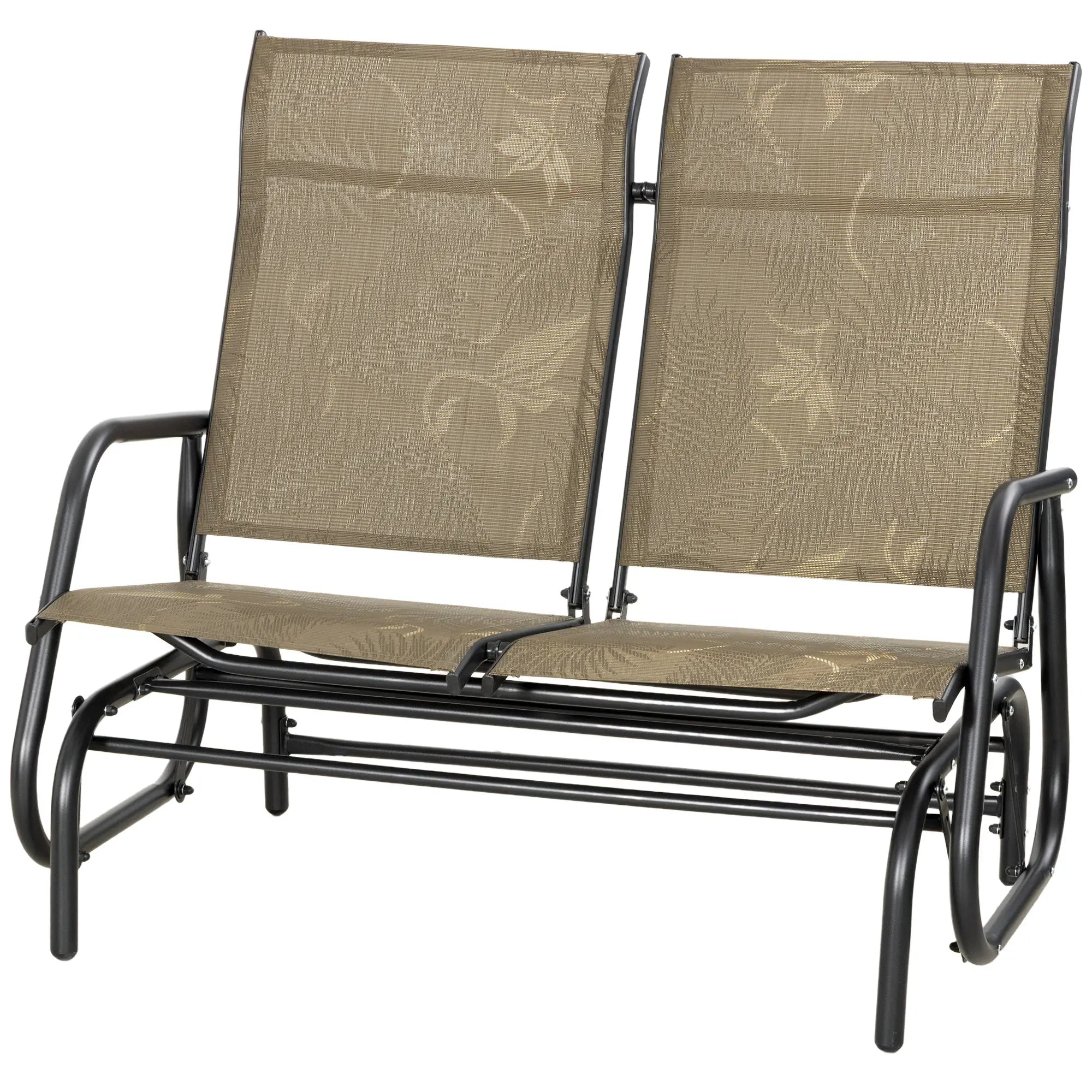 Outdoor Glider Bench, 2 Person, Brown Outdoor Gliders Brown, Black at Gallery Canada