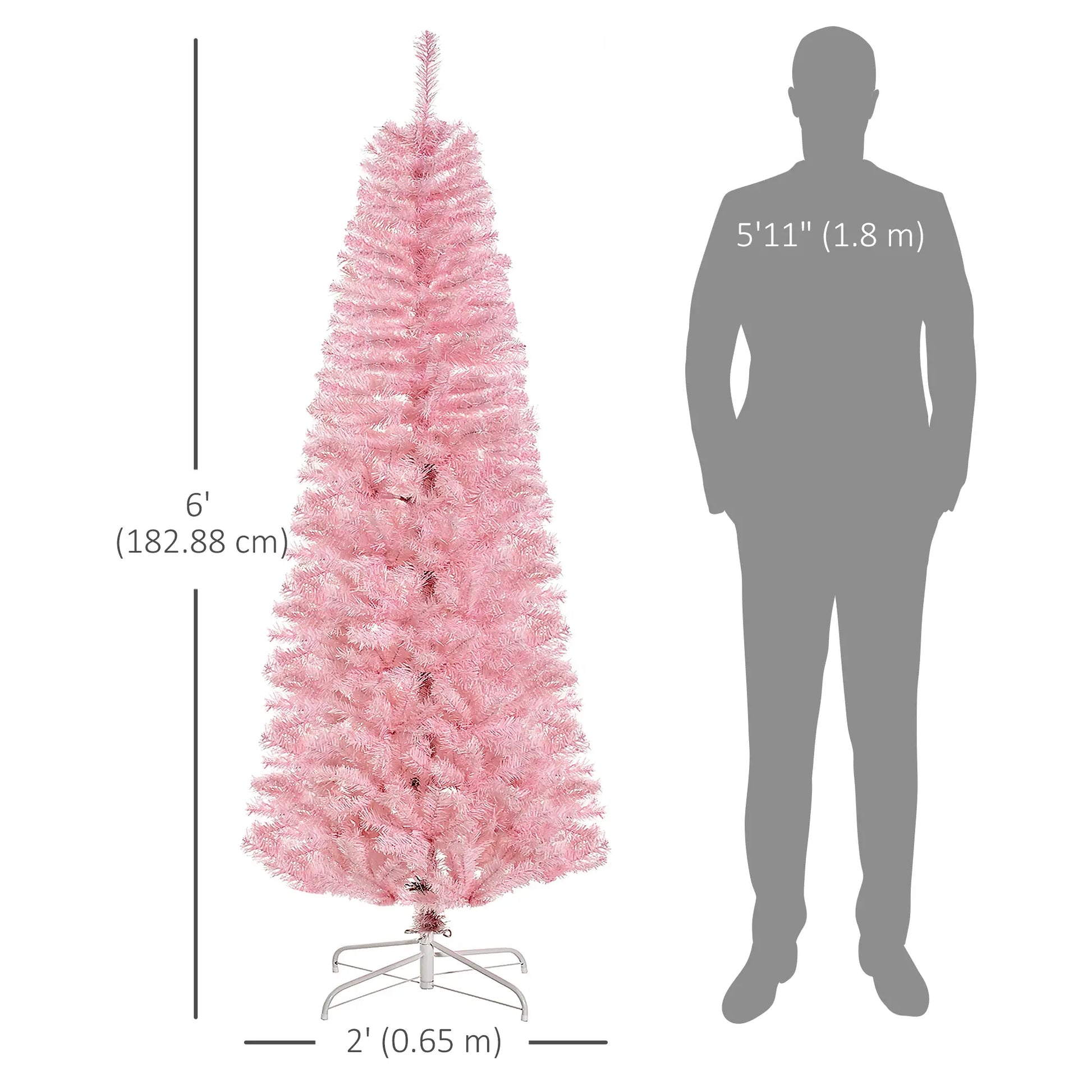 6FT Pop-up Artificial Christmas Tree Holiday Xmas Holiday Pencil Tree Decoration with Automatic Open for Home Party, Pink Artificial Christmas Trees at Gallery Canada