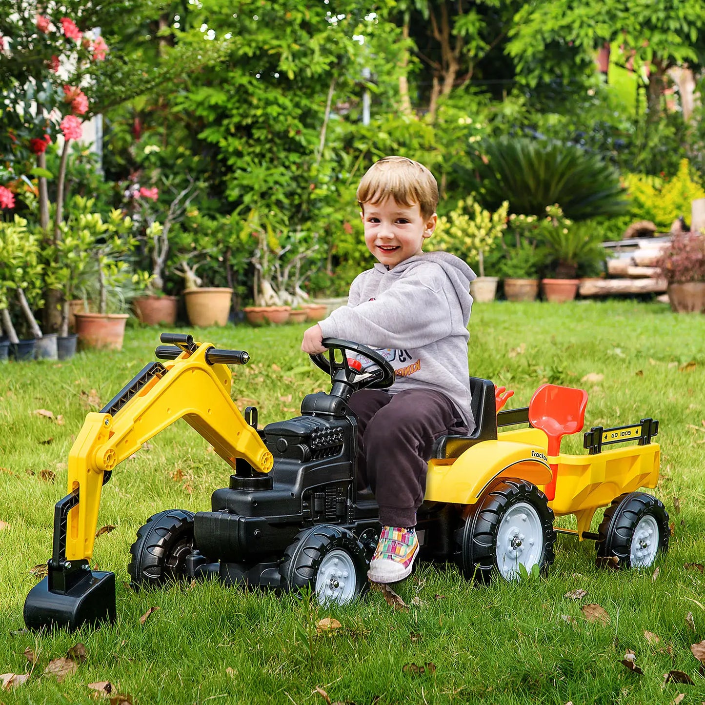 Kids Ride On Tractor, Pedal Construction Car With Trailer, 3 Year Old, Yellow Toy Excavators at Gallery Canada