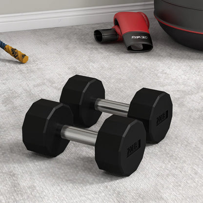 2 x 20lbs Dumbbells Set, Non-Slip Grip, Rubber Covered Weights Dumbbells & Barbells at Gallery Canada